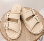 Denim Fringe Sandals