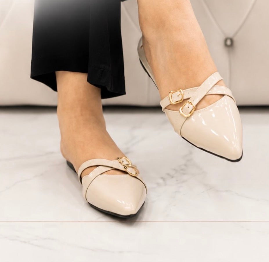 Buckled Pointed-Toe Sandals