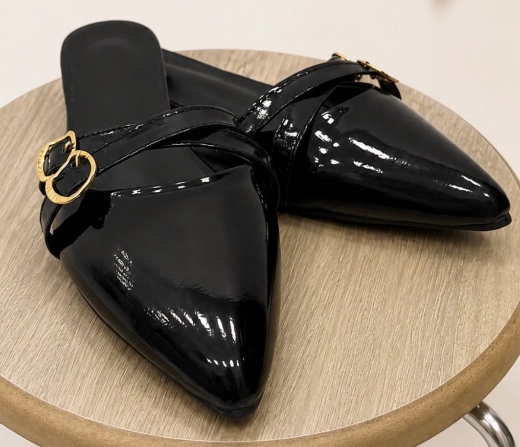 Buckled Pointed-Toe Sandals