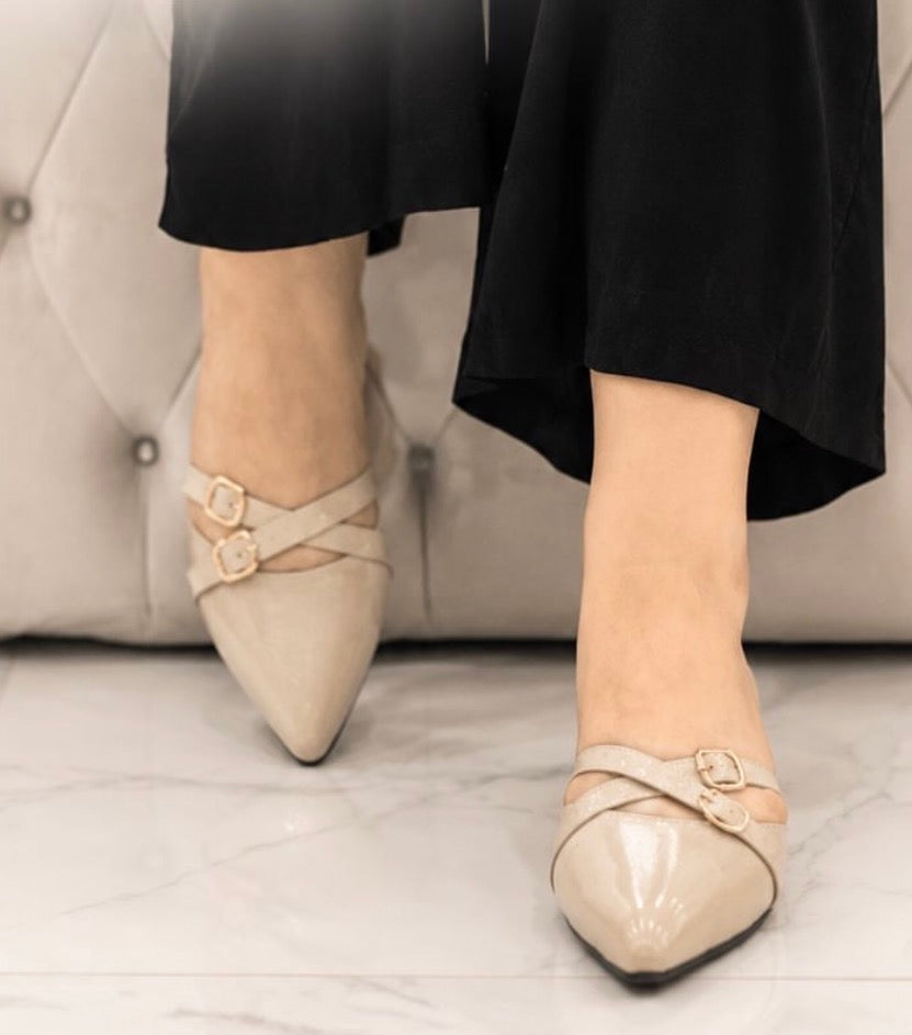 Buckled Pointed-Toe Sandals